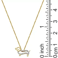 1/6 cttw Diamond Dachshund Pendant in 18k Yellow Gold Plated Sterling Silver with 18" Chain