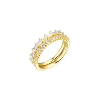 Created White Sapphire Stackable Rings 18K Yellow Gold Over Sterling Silver