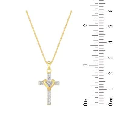 Diamond Accent Set of Bracelet and Cross Pendant with 18" Chain in Gold Plated Sterling Silver