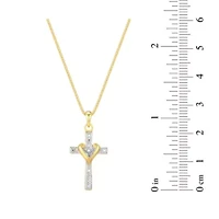 Diamond Accent Set of Bracelet and Cross Pendant with 18" Chain in Gold Plated Sterling Silver