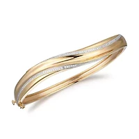 Diamond Accent Twisted Bangle and Earring Set in 18k Yellow Gold Plated Sterling Silver