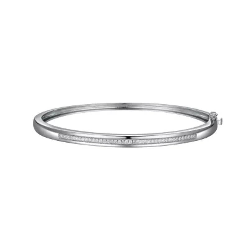 Lab Created Platinum Plated Sterling Silver 3/8 CT TW Lab Grown Diamond Bangle Bracelet