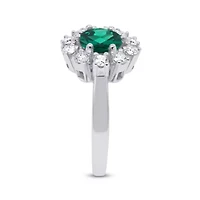 Lab Created 6.50 MM Round Emerald and 1/2CTTW Grown Diamond Ring.