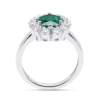 Lab Created 6.50 MM Round Emerald and 1/2CTTW Grown Diamond Ring.