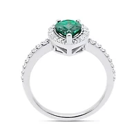 Lab Created 8X6 MM Pear Emerald and 1/3CTTW Grown Diamond Ring.
