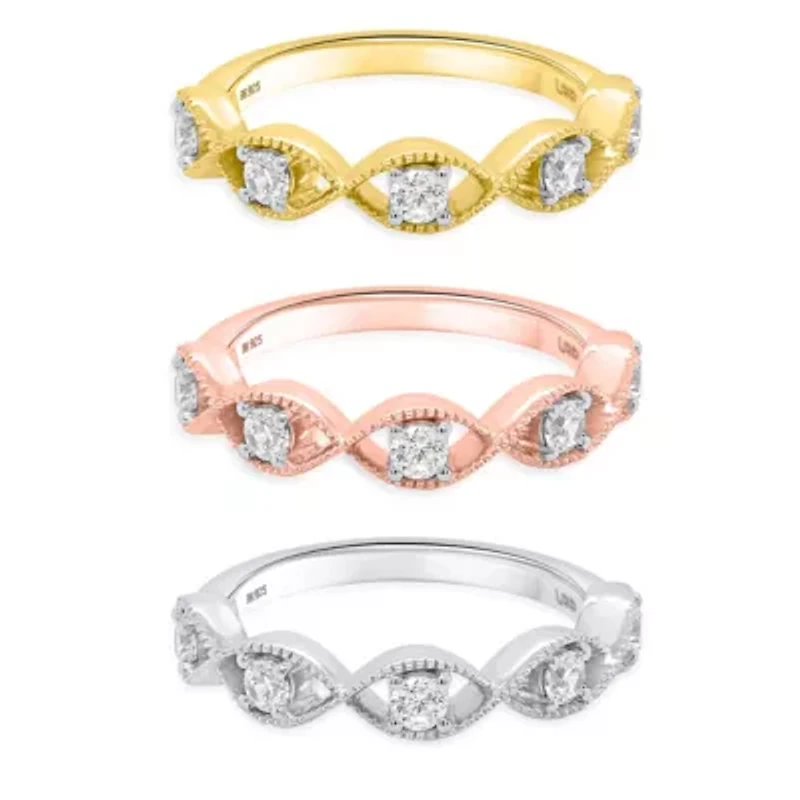 Lab Created Sterling Silver 1.00 Ctw Lgd Set Of Three Rings