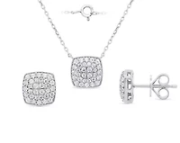 Lab Created Sterling Silver 1.00 Ctw Lgd Earring Pendant Set