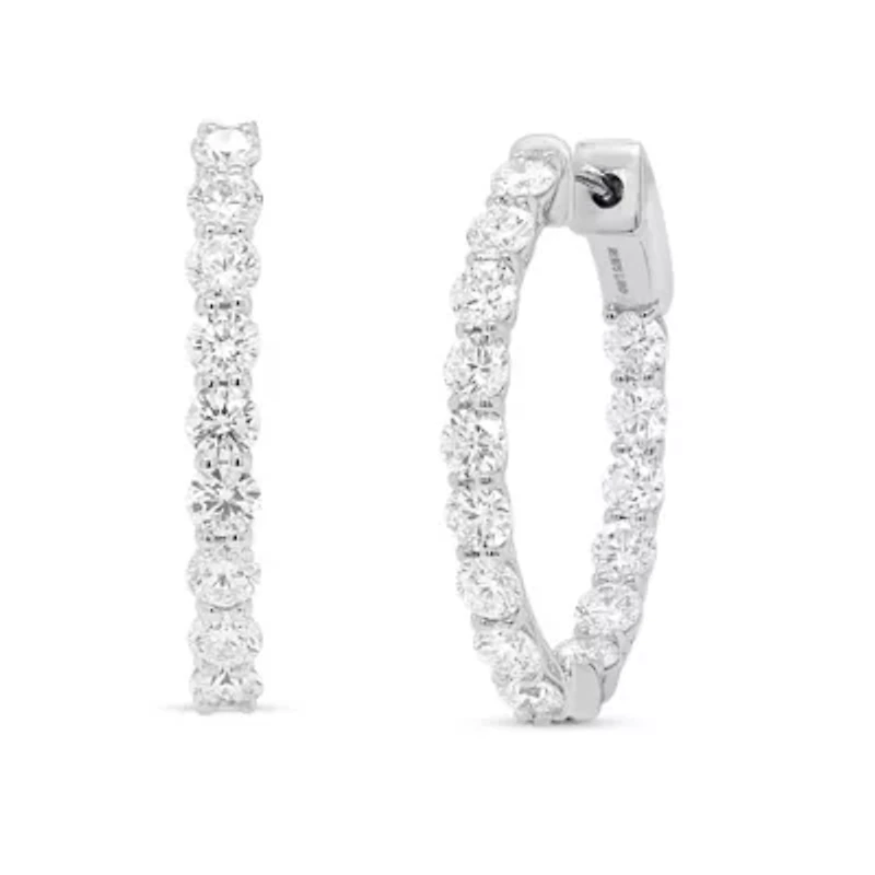 Lab Created Gold Over Silver 3.00 Ctw Lgd Hoop Earrings