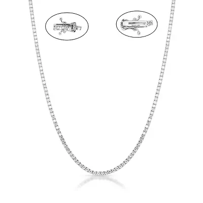 Lab Created Sterling Silver 3.00 Ctw Lgd Tennis Necklace