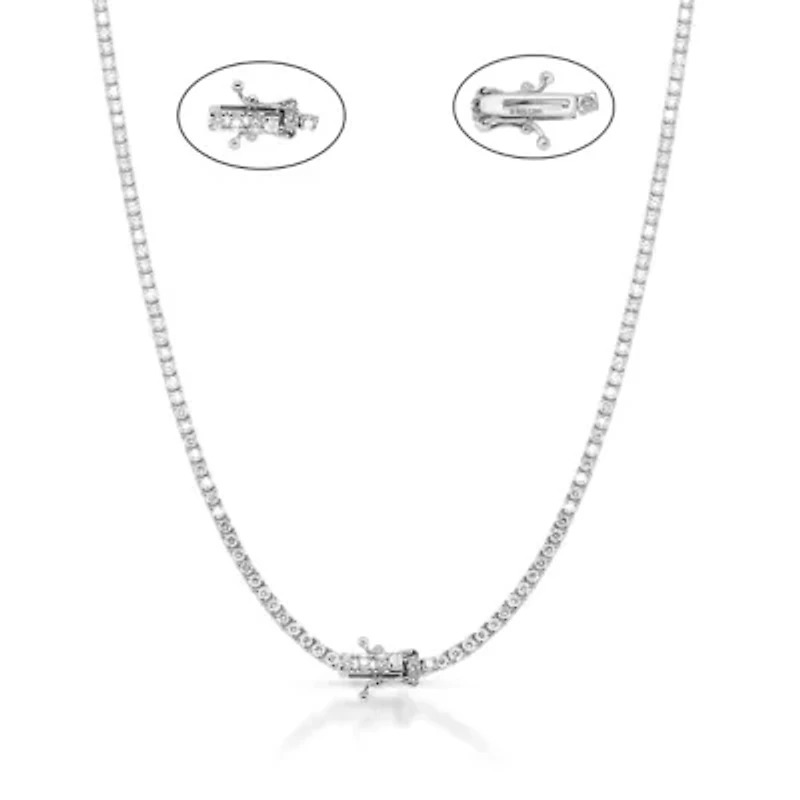 Lab Created Sterling Silver 3.00 Ctw Lgd Tennis Necklace