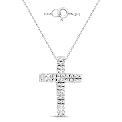 Lab Created Gold Over Silver 2.00 Ctw Lgd Cross Pendant