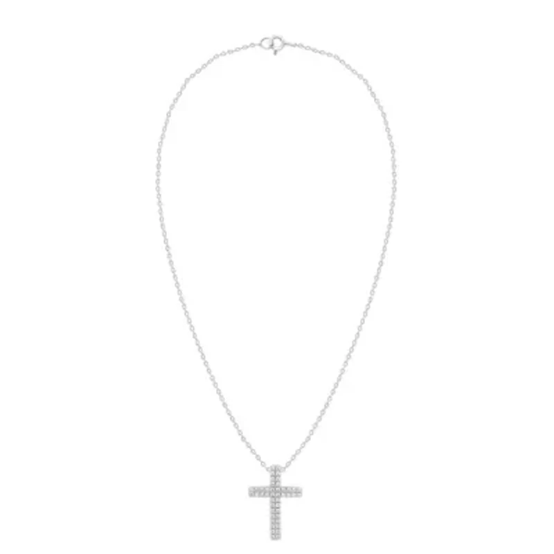 Lab Created Gold Over Silver 2.00 Ctw Lgd Cross Pendant