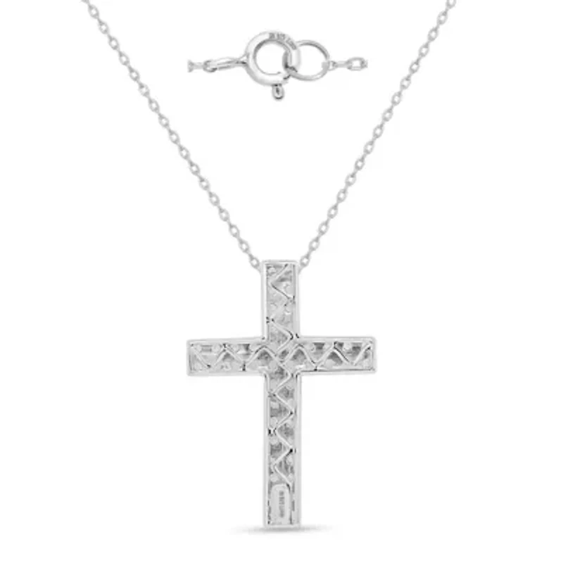 Lab Created Gold Over Silver 2.00 Ctw Lgd Cross Pendant