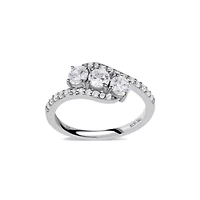 Lab Created Sterling Silver 1.00 Ctw Lgd Three Stone Ring