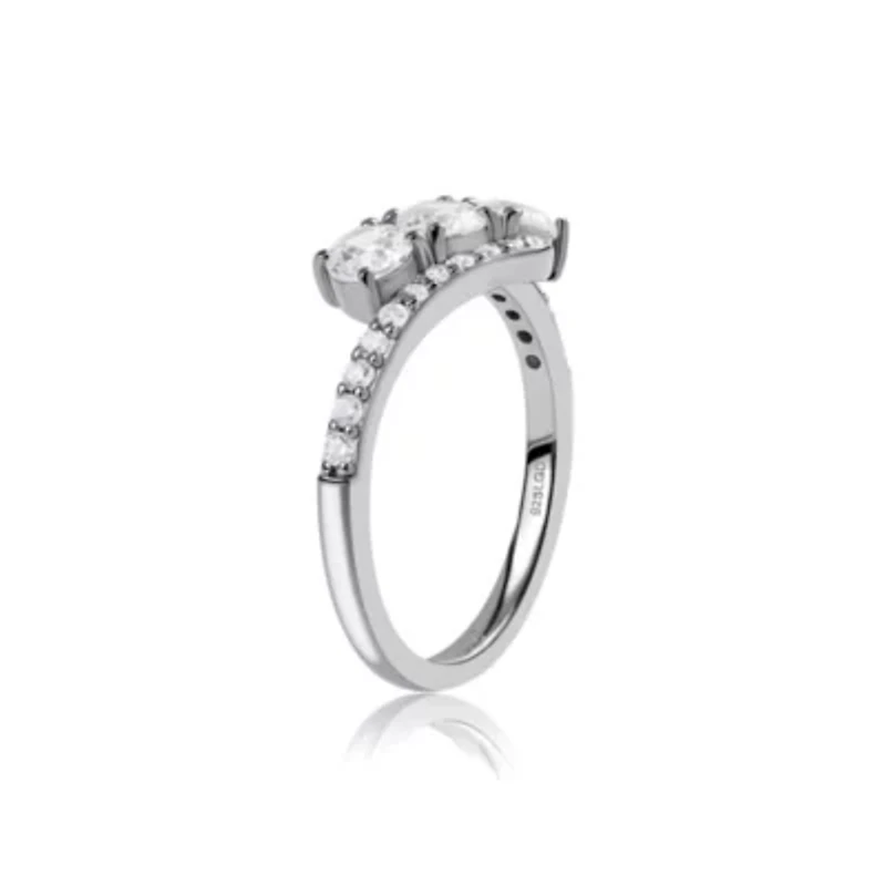 Lab Created Sterling Silver 1.00 Ctw Lgd Three Stone Ring