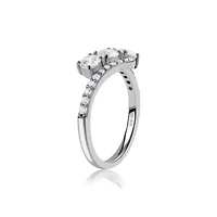 Lab Created Sterling Silver 1.00 Ctw Lgd Three Stone Ring