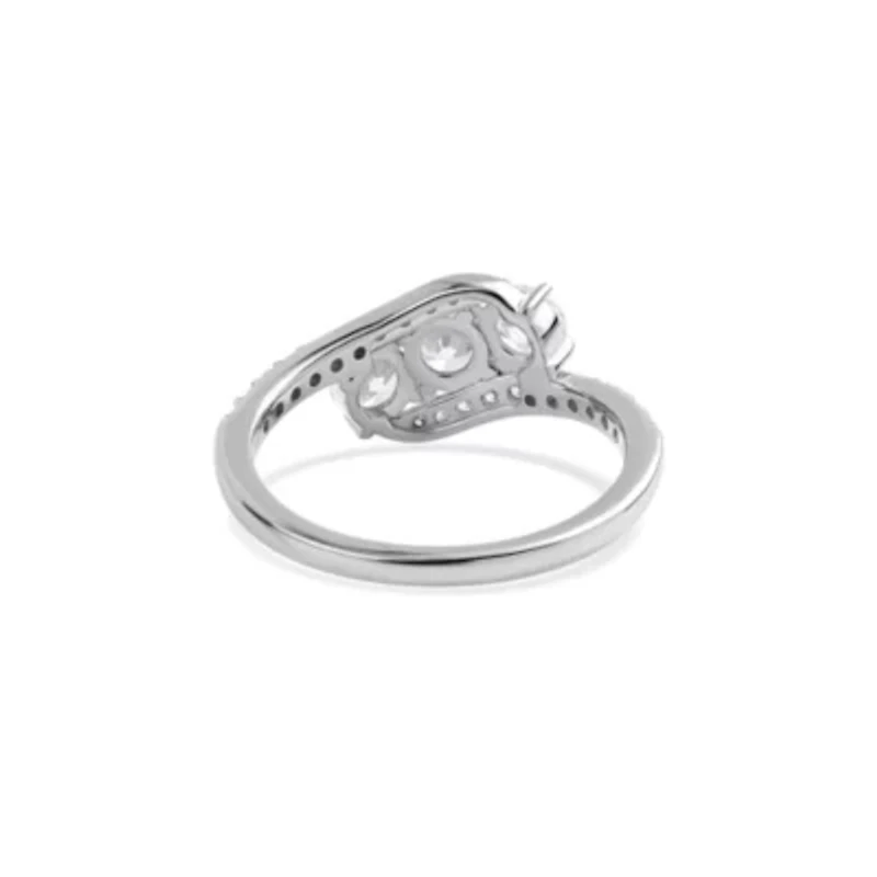 Lab Created Sterling Silver 1.00 Ctw Lgd Three Stone Ring