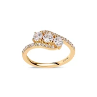 Lab Created Gold Over Silver 1.00 Ctw Lgd Three Stone Ring