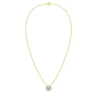 Lab Created 1 Ct Oval Grown Diamond Bezel Set Solitaire Pendant Gold Plated Sterling Silver