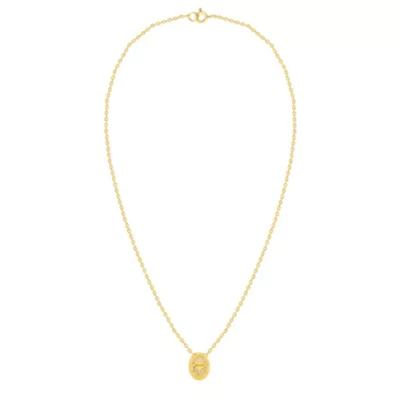 Lab Created 1 Ct Oval Grown Diamond Bezel Set Solitaire Pendant Gold Plated Sterling Silver