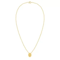 Lab Created 1 Ct Oval Grown Diamond Bezel Set Solitaire Pendant Gold Plated Sterling Silver