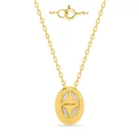 Lab Created 1 Ct Oval Grown Diamond Bezel Set Solitaire Pendant Gold Plated Sterling Silver