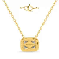 Lab Created 1 Ct Emerald Grown Diamond Bezel Set Solitaire Pendant Gold Plated Sterling Silver