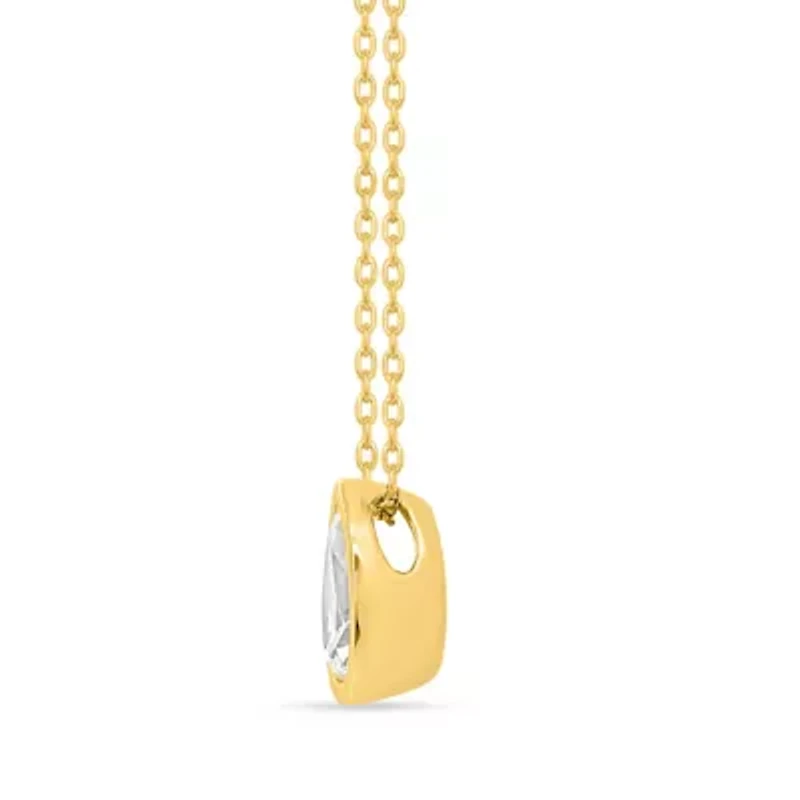 Lab Created 1 Ct Pear Grown Diamond Bezel Set Solitaire Pendant Gold Plated Sterling Silver