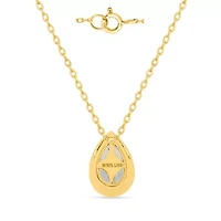 Lab Created 1 Ct Pear Grown Diamond Bezel Set Solitaire Pendant Gold Plated Sterling Silver