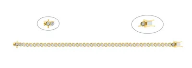 LAB Created 2 CTW GROWN DIAMOND BRACELET GOLD PLATED STERLING SILVER