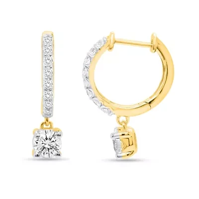 Lab Created 1/2CTW Lab Grown Diamond Hoop Earrings In Gold Plated Sterling Silver