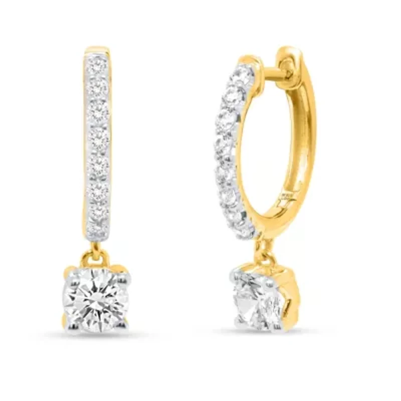 Lab Created 1/2CTW Lab Grown Diamond Hoop Earrings In Gold Plated Sterling Silver