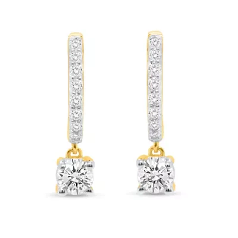 Lab Created 1/2CTW Lab Grown Diamond Hoop Earrings In Gold Plated Sterling Silver