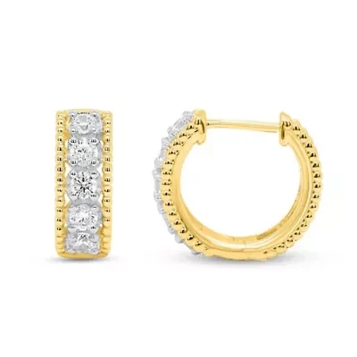 Lab Created 1/2CTTW LAB GROWN DIAMOND EARRINGS IN GOLD PLATED STERLING SILVER