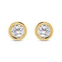 Lab Created 1CTW Lab Grown Diamond Bezel Set Stud Earrings In Gold Plated Sterling Silver