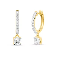 Lab Created 1CTW Lab Grown Diamond Hoop Earrings In Gold Plated Sterling Silver