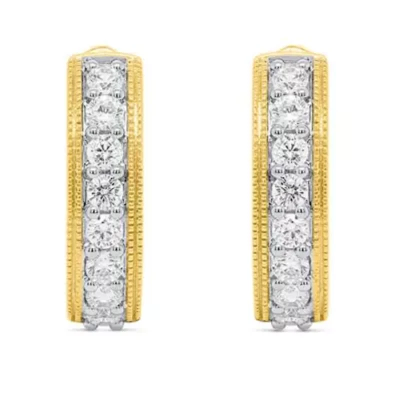 Lab Created 1 CTW LAB GROWN DIAMOND HOOP EARRINGS IN GOLD PLATED  STERLING SILVER
