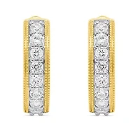Lab Created 1 CTW LAB GROWN DIAMOND HOOP EARRINGS IN GOLD PLATED  STERLING SILVER