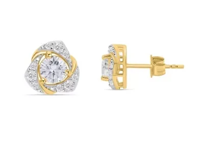 Lab Created 1CTW Lab Grown Diamond Love Knot Earrings In Gold Plated Sterling Silver