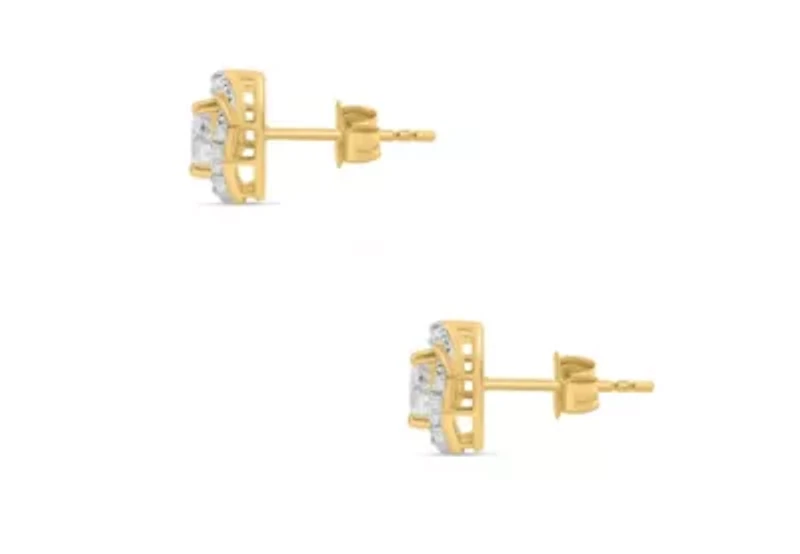 Lab Created 1CTW Lab Grown Diamond Love Knot Earrings In Gold Plated Sterling Silver