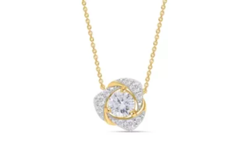 Lab Created 1CTW Lab Grown Diamond Love Knot Pendant In Gold Plated Sterling Silver