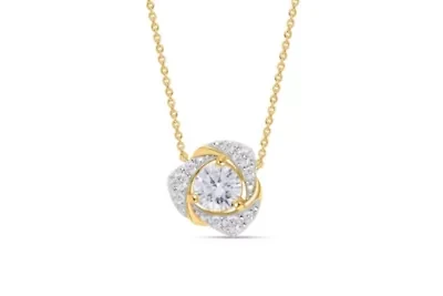 Lab Created 1CTW Lab Grown Diamond Love Knot Pendant In Gold Plated Sterling Silver