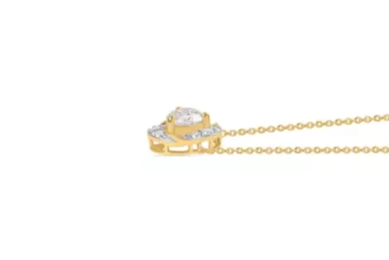 Lab Created 1CTW Lab Grown Diamond Love Knot Pendant In Gold Plated Sterling Silver