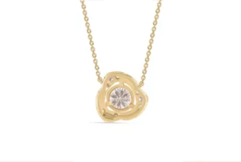 Lab Created 1CTW Lab Grown Diamond Love Knot Pendant In Gold Plated Sterling Silver