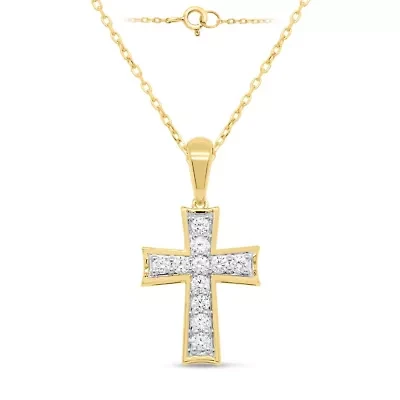 Lab Created 1/2 CTW LAB GROWN DIAMOND CROSS PENDANT IN GOLD PLATED STERLING SILVER