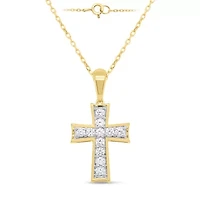 Lab Created 1/2 CTW LAB GROWN DIAMOND CROSS PENDANT IN GOLD PLATED STERLING SILVER