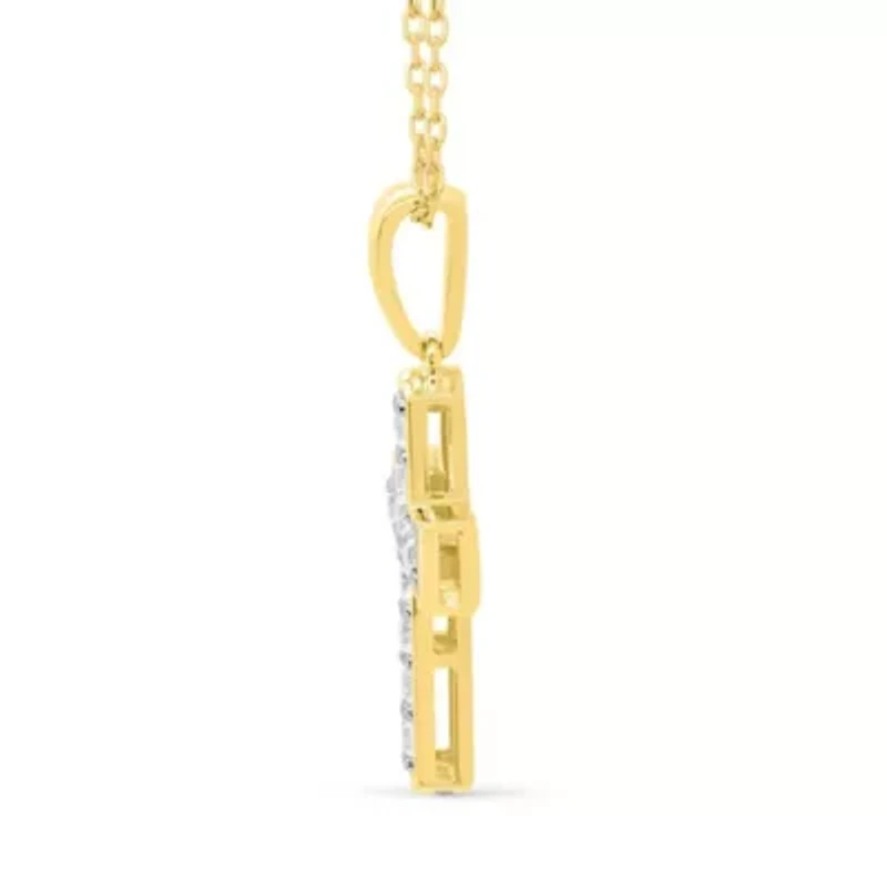 Lab Created 1/2 CTW LAB GROWN DIAMOND CROSS PENDANT IN GOLD PLATED STERLING SILVER