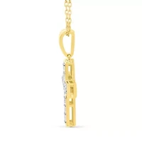 Lab Created 1/2 CTW LAB GROWN DIAMOND CROSS PENDANT IN GOLD PLATED STERLING SILVER