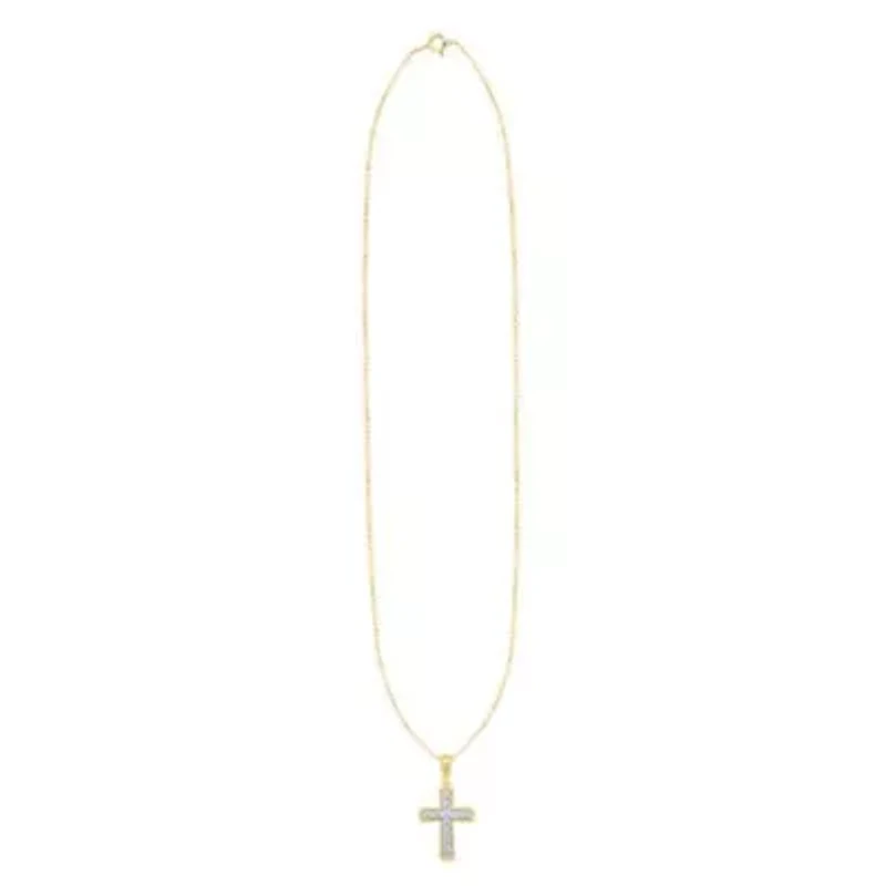 Lab Created 1/2 CTW LAB GROWN DIAMOND CROSS PENDANT IN GOLD PLATED STERLING SILVER