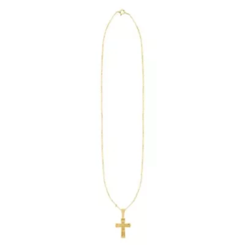Lab Created 1/2 CTW LAB GROWN DIAMOND CROSS PENDANT IN GOLD PLATED STERLING SILVER